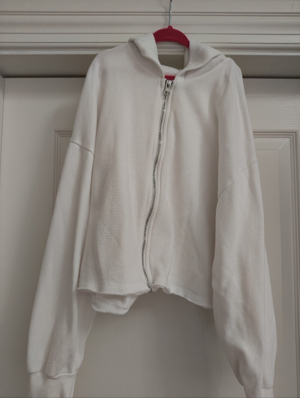 Kids white Hooded Zip-Up Sweatshirt